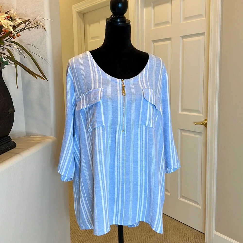 NWT Ellen Tracy Linen blend Top XL